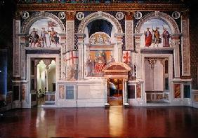 View of the frescoes in the Sala dei Gigli