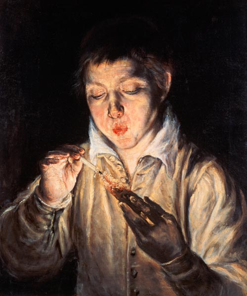 Niño encendiendo una vela de (Dominikos Theotokopulos) El Greco