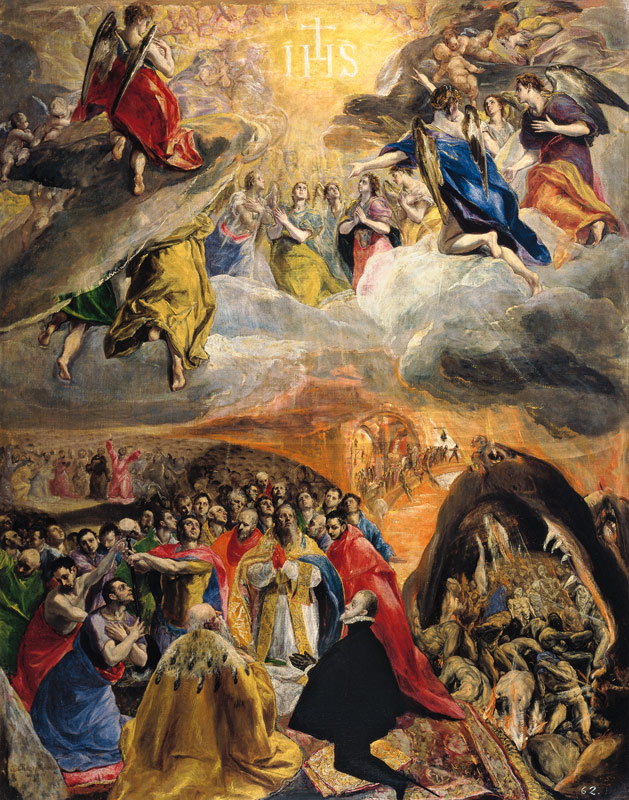 Adoración y glorificación en el nombre de Jesús (Llamado el sueño de Felipe II) de (Dominikos Theotokopulos) El Greco
