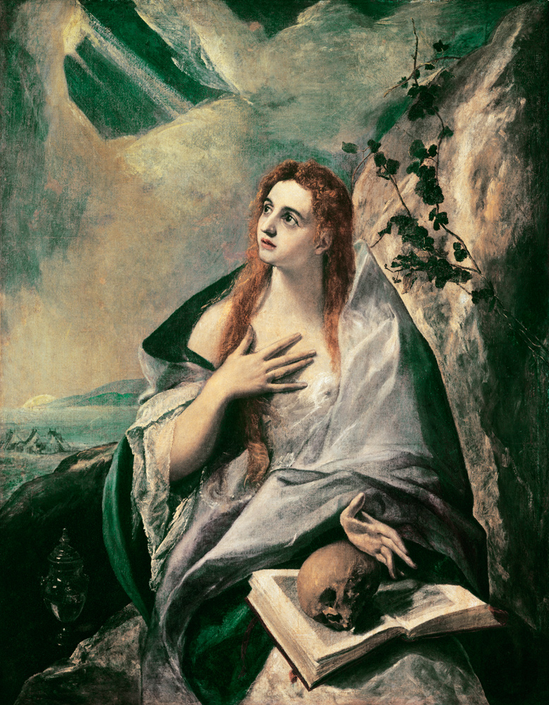 Magdalene doing Penance de (Dominikos Theotokopulos) El Greco