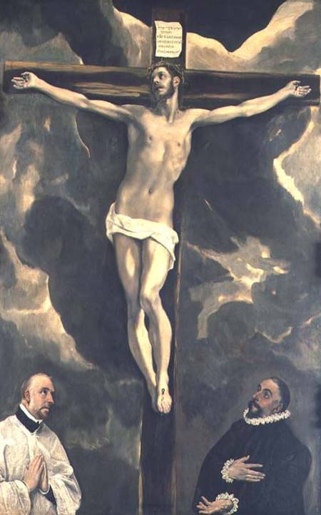 The Crucifixion with Two Donors de (Dominikos Theotokopulos) El Greco