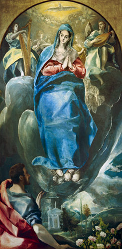 La Inmaculada Concepción contemplada por San Juan el Evangelista de (Dominikos Theotokopulos) El Greco