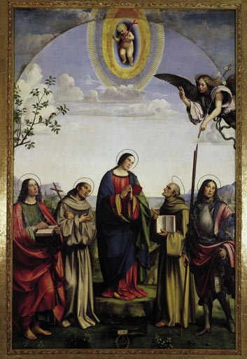 Verkuendigung an Maria mit Heiligen de (eigentl. Francesco Raibolini) Francia