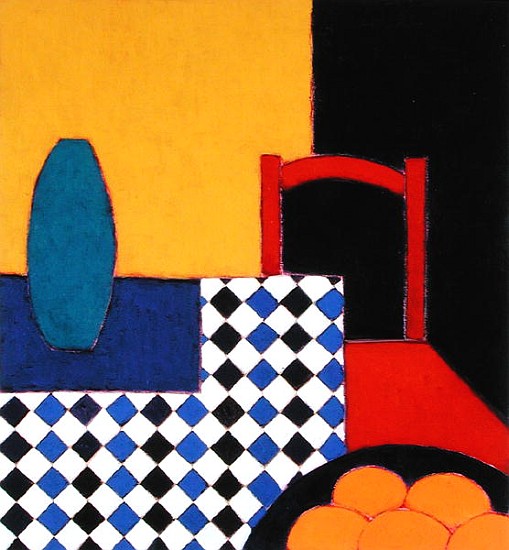 Still life with Red Chair, 2002 (acrylic on paper)  de Eithne  Donne