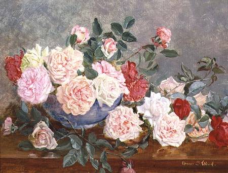 Roses in a Blue Vase de Eleanor Stuart Wood