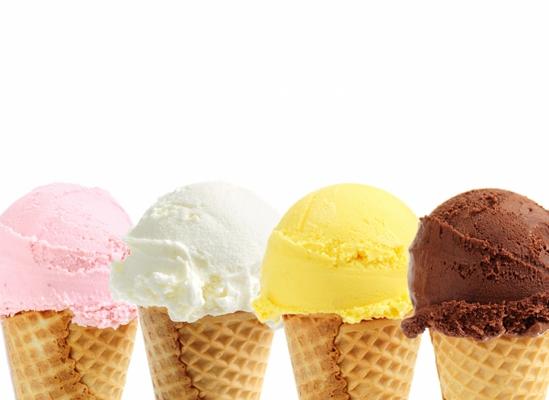 Assorted ice cream in sugar cones de Elena Elisseeva