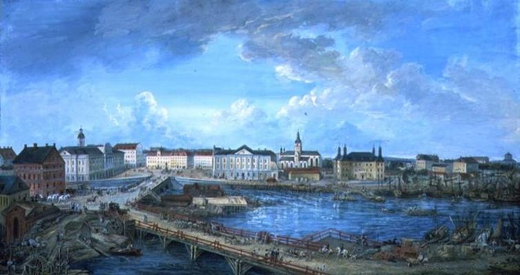 View of Stockholm from the Royal Palace, 1801 (gouache on canvas) de Elias Martin
