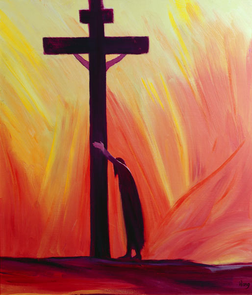 In our sufferings we can lean on the Cross by trusting in Christ''s love, 1993 (oil on panel)  de Elizabeth  Wang
