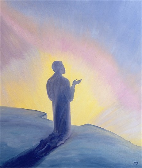 In His life on earth Jesus prayed to His Father with praise and thanks, 1995 (oil on panel)  de Elizabeth  Wang