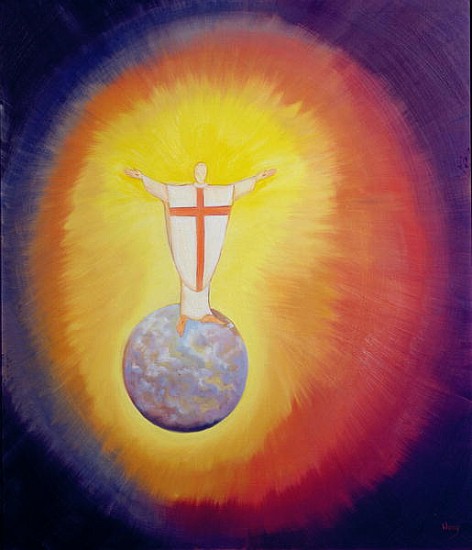 Jesus Christ is our High Priest who unites earth with Heaven, 1993 (oil on panel)  de Elizabeth  Wang