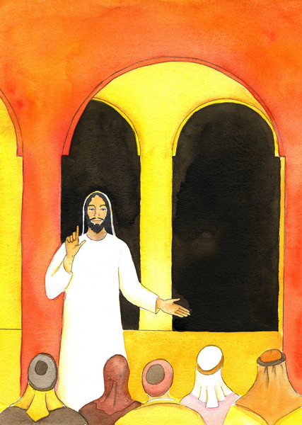 Jesus preached in the Temple, speaking the truth, and angering some people who then plotted to harm  de Elizabeth  Wang