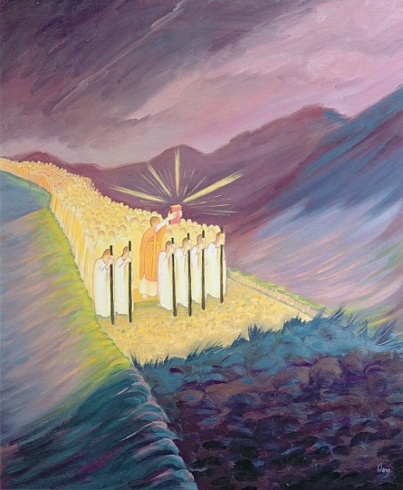 We walk in the Sacred Tradition, guided by the Bible and the Teaching of the Church, 1995 (oil on pa de Elizabeth  Wang