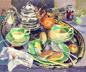 The Breakfast Tray (oil on canvas) 
