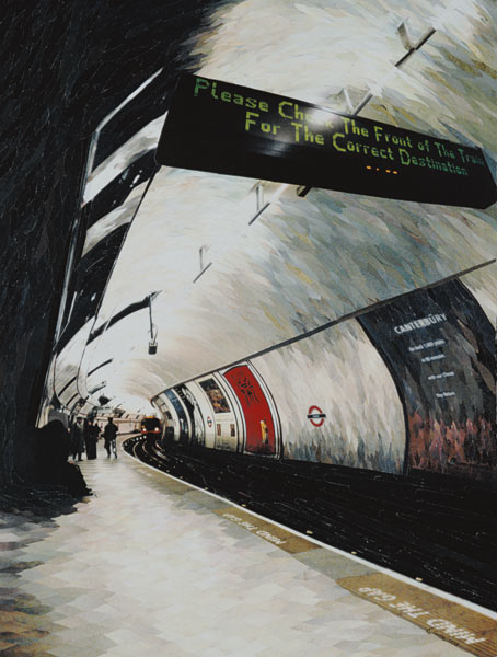 Please Check the front of the Train... 1998 (paper mosaic collage)  de Ellen  Golla