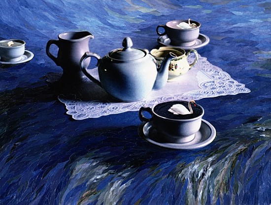 Tea Time with Gordy, 1998 (paper mosaic collage)  de Ellen  Golla