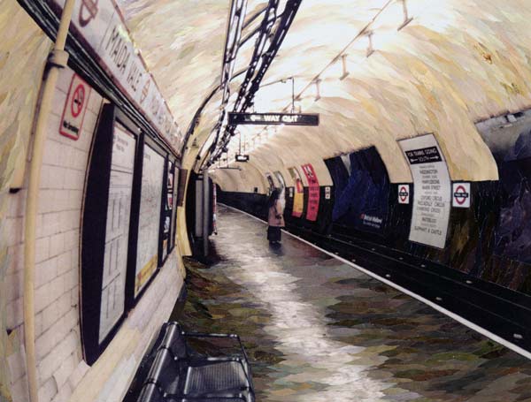 Waiting for a Train Going South, 1998 (paper mosaic collage)  de Ellen  Golla