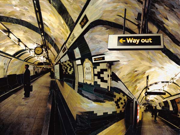 Way Out (Russell Square) 1998 (paper mosaic collage)  de Ellen  Golla