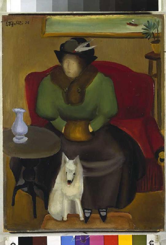 Woman in the fur with dog. de Emanuel Schöttli