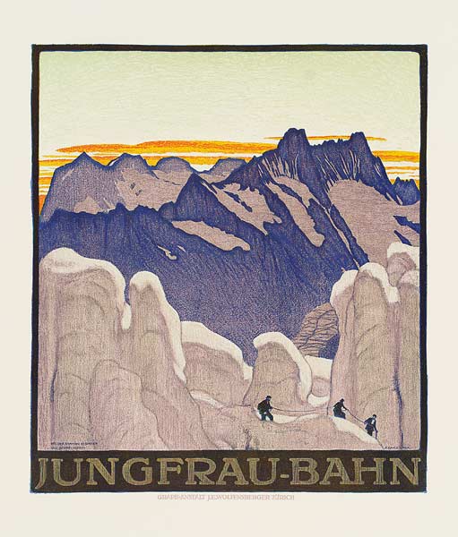 Jungfrau-Bahn, poster advertising the Jungfrau mountain railway de Emil Cardinaux