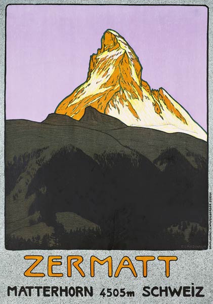 Poster advertising Zermatt, Switzerland de Emil Cardinaux