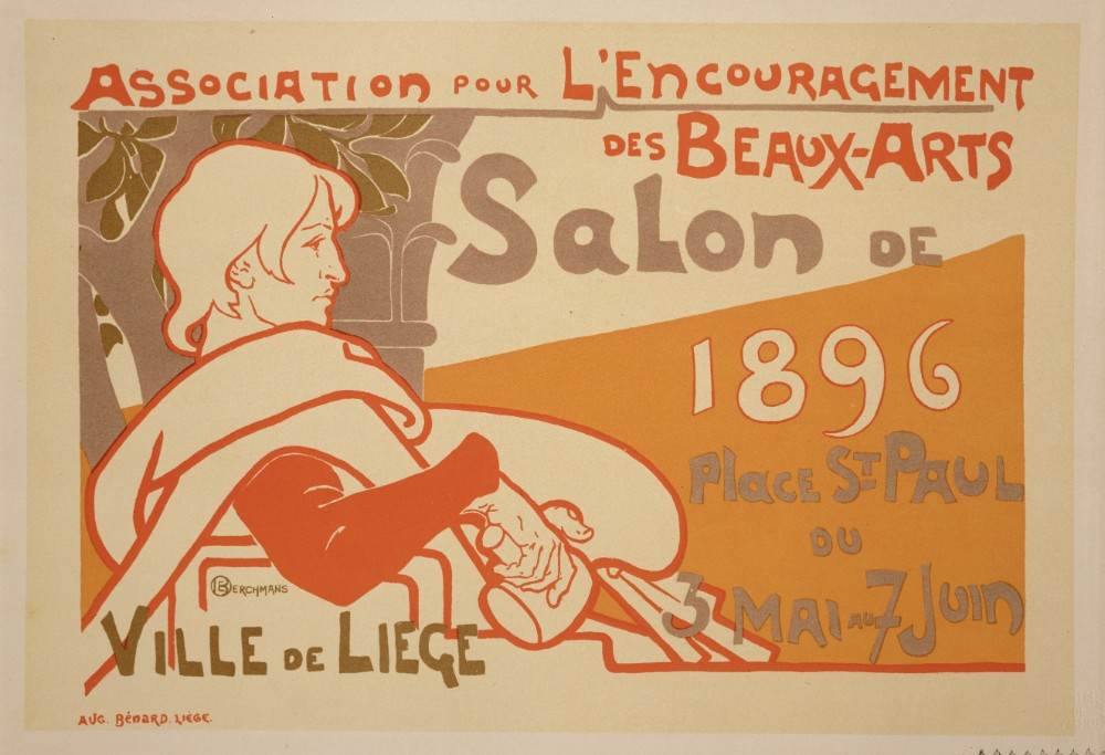 Reproduction of a poster advertising the Association for the Encouragement of Fine Arts 1896 Salon e de Émile Berchmans