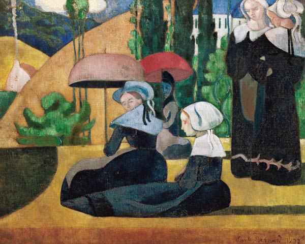 Breton women with parasols de Emile Bernard