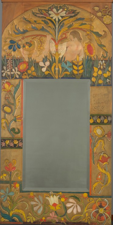 Mirror frame decorated with plants, flowers and two women figures de Emile Bernard