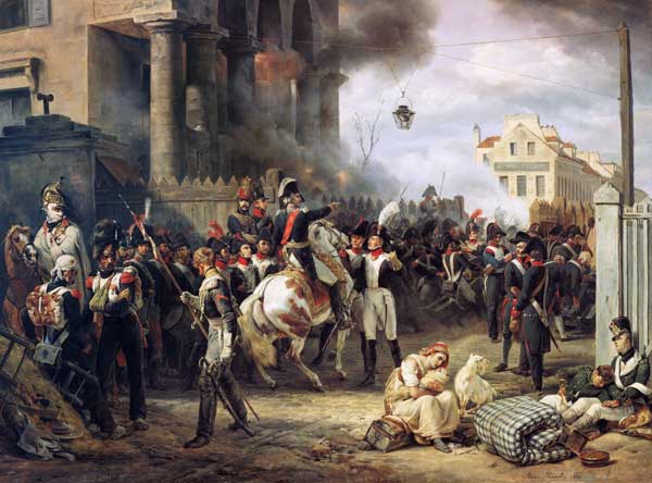 The fight at the barricade in Clichy on March 30th de Emile Jean Horace Vernet