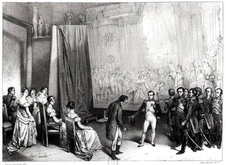 Napoleon I (1769-1821) Visiting the Studio of David (1748-1825), 4th January 1808 de Emile Lassalle