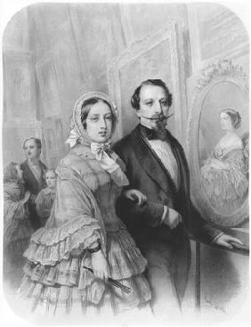 Queen Victoria and Napoleon III Emperor of France, visiting the art gallery of the Universel Exhibit