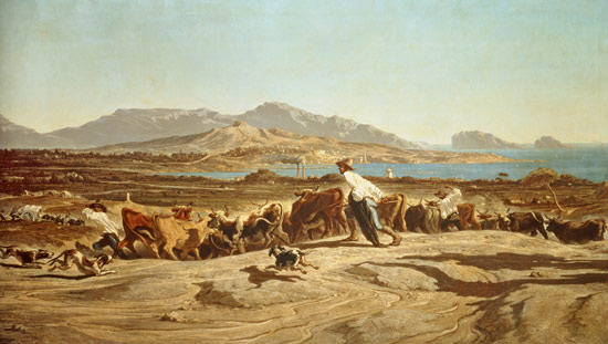 Cattle herding near Marseilles de Emile Loubon