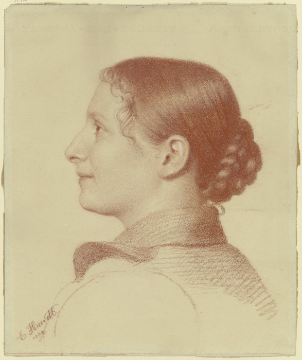 Bildnis einer Frau im Profil (Bildnis des Fräulein Irma Müller-Krämer) de Emma Heerdt