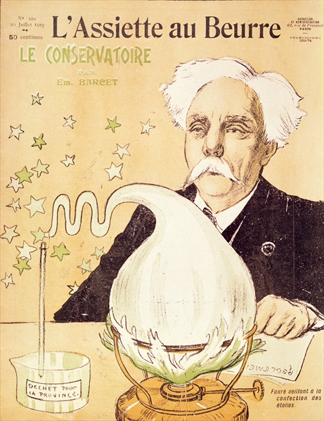 Caricature of Gabriel Faure (1845-1924) creating stars, from ''l''Assiette au Beurre'', 20th July 19 de Emmanuel Barcet