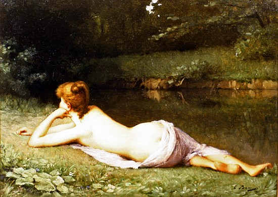 Reclining nude on a riverbank de Emmanuel Benner