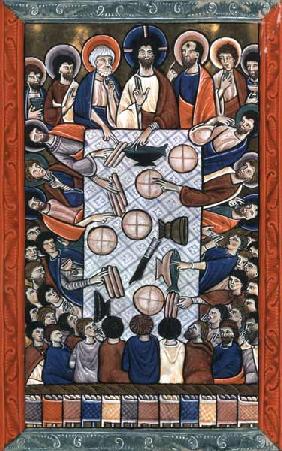 La multiplicación de pan de Psautier Folio 66 Munich
