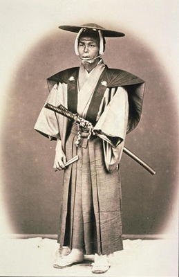 Japanese Court Official or Samurai, c.1870s (hand-coloured albumen print) de English Photographer, (19th century)