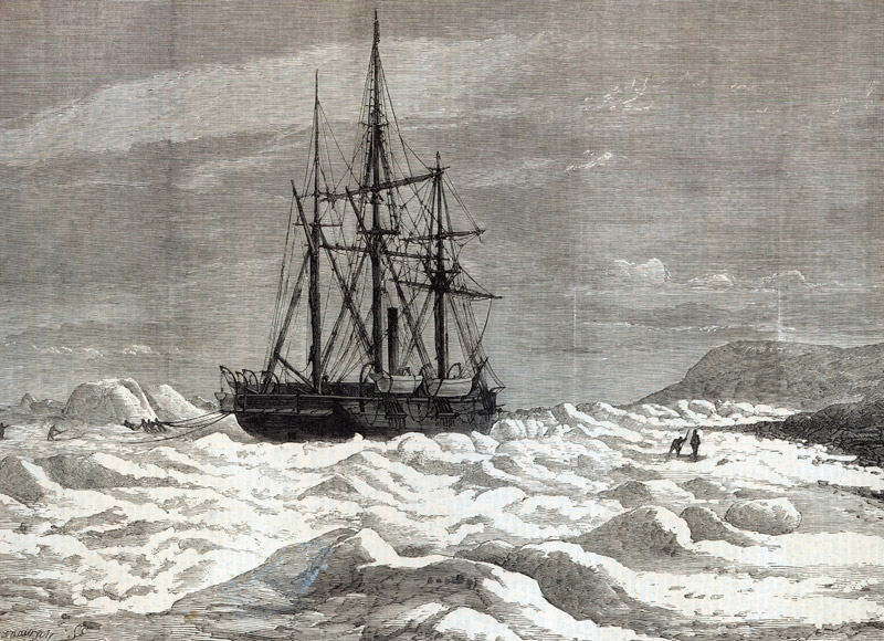 The North Pole Expedition: The Alert nipped the ice against the shore off Cape Beechy, from ''The Il de English School