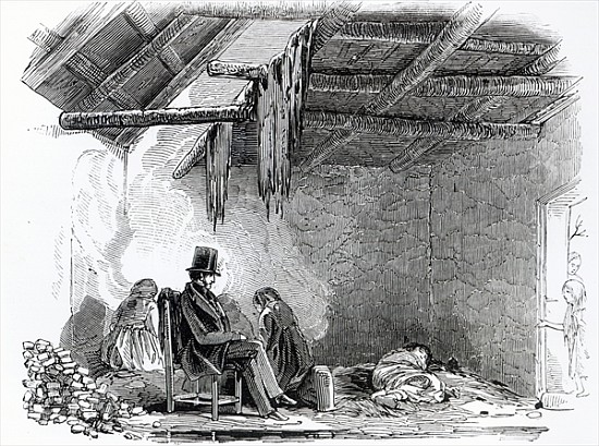 A doctor visiting a family during the Irish Famine, c.1849 de English School