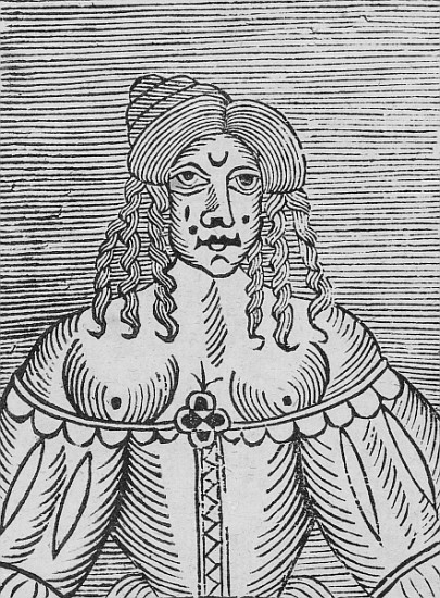 A Tudor Lady with bared breasts, an illustration from ''A Book of Roxburghe Ballads'' de English School
