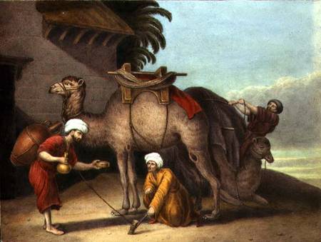 Two Camels with Attendants de English School