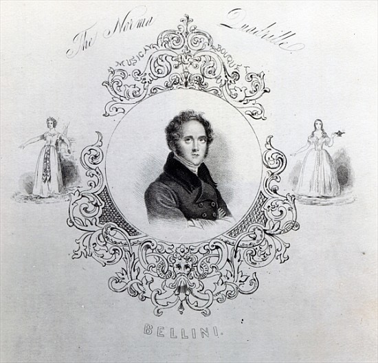 Cover of Sheet Music for a Quadrille, with a portrait of Vincenzo Bellini de English School
