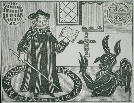 Dr Faustus in a Magic Circle, frontispiece of Gent's translation of 'Dr Faustus' de English School