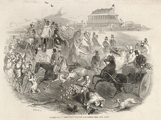 Epsom Races, ''Derby Day'': Leaving the Course, from ''The Illustrated London News'', 31st May 1845 de English School