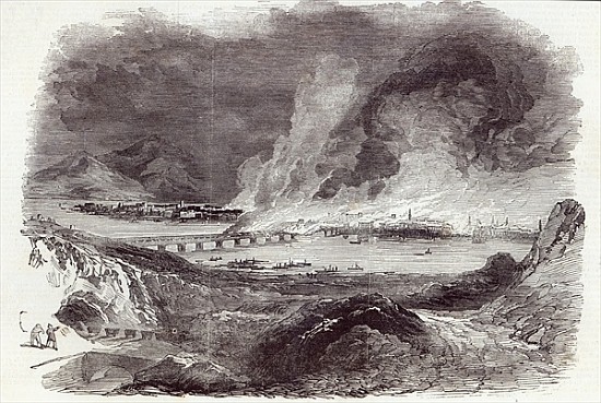 Great Fire at Pittsburgh, from The Illustrated London News, 17th May 1845 de English School