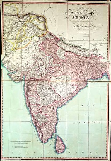 Improved Map of India published in London 1820 () de English School