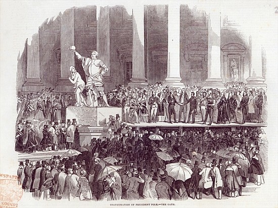 Inauguration of President Polk: The Oath, from ''The Illustrated London News'', 19th April 1845 de English School