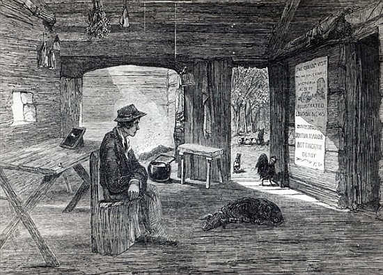 Interior of a settler''s hut in Australia, from ''The Illustrated London News'' de English School