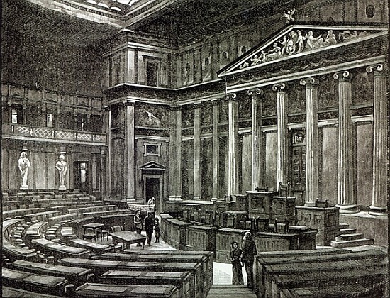 Interior of Houses of Parliament, Vienna, from ''Leisure Hour'' de English School