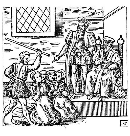 James I (1566-1625) of England and VI of Scotland Examining the North Berwick Witches, from ''Newes  de English School