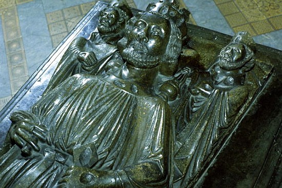 King John''s Tomb with two miniature figures of St. Wulstan and St. Oswald de English School